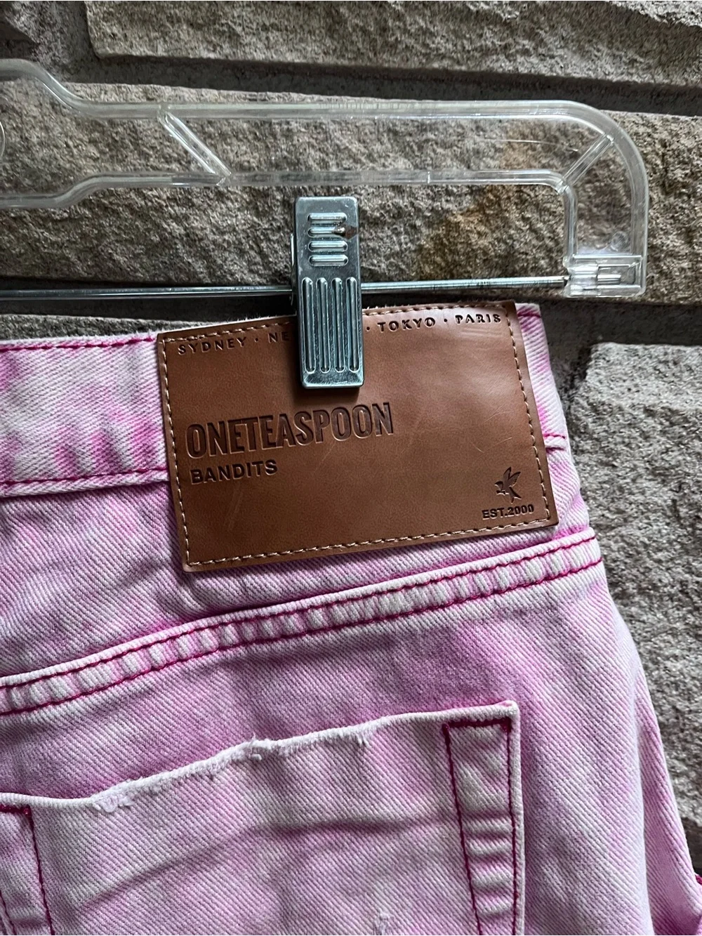 One Teaspoon bandits denim shorts Evil Eye Pink Denim Size 24